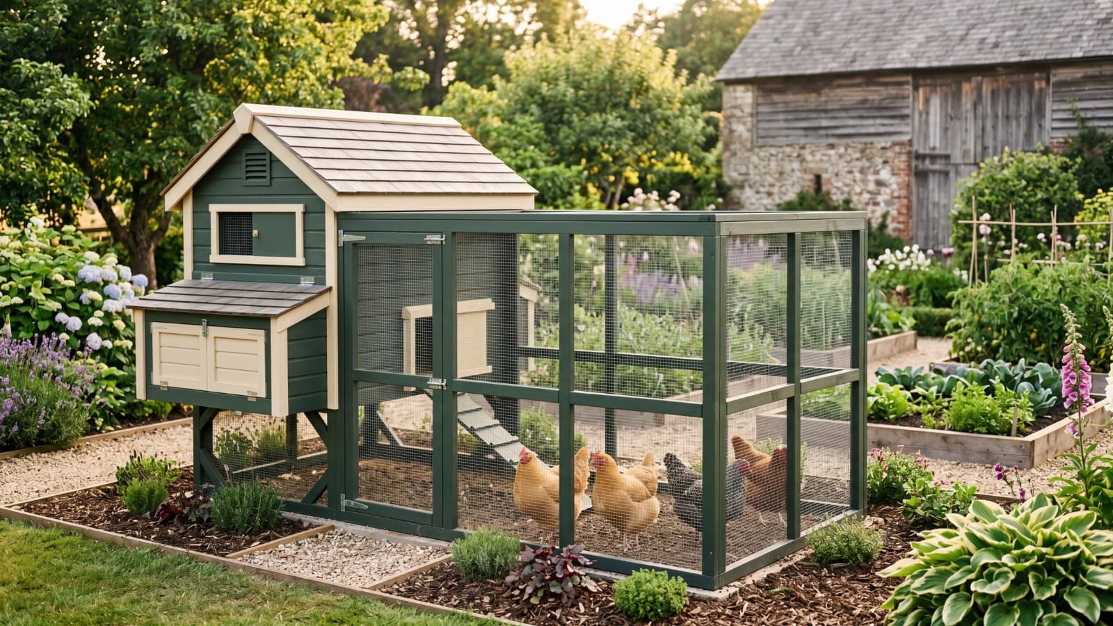 Detailed plans for a sturdy backyard chicken coop laid out on a workbench.